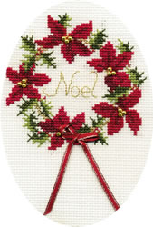Borduurpakket Christmas Card - Wreath  - Derwentwater Designs