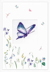 Borduurpakket Postcard - Butterfly Purple - Luca-S
