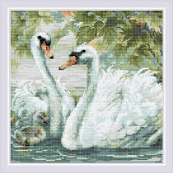 Diamond Mosaic White Swans  - RIOLIS