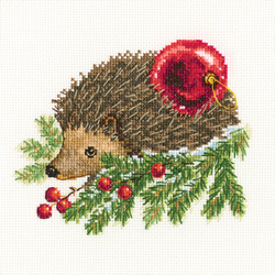 Borduurpakket Hedgehog Decorating Christmas Tree - RTO