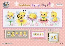 Borduurpatroon Golden Fairy Pigs - Soda Stitch