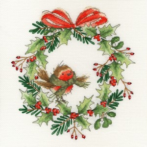 Borduurpakket Robin Wreath...