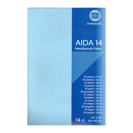 Borduurstof Aida 14 count - Blue - RTO