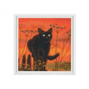 Cross stitch kit Sunset Cat...