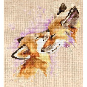 Cross stitch kit Foxes -...