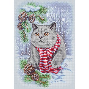 Cross stitch kit Winter Cat...