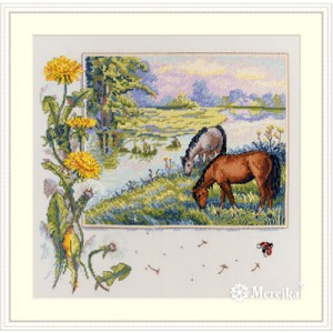 Cross stitch kit Horses -...