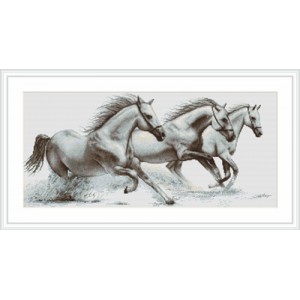 Borduurpakket White horses...