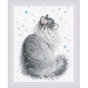 Cross stitch kit Snowy Meow...