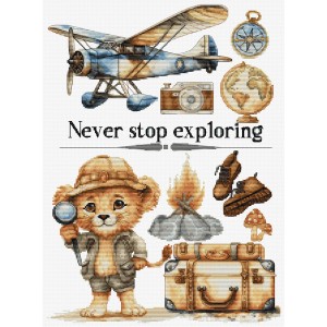 Cross stitch kit Never Stop...