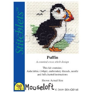 Cross stitch kit Puffin -...