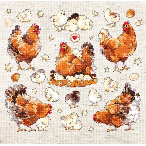 Borduurpakket Pied Hens -...