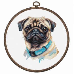 Borduurpakket Mops Pug -...