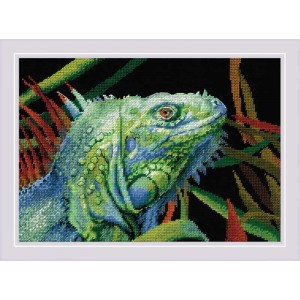Cross stitch kit Iguana -...