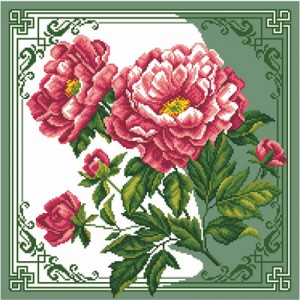 Voorbedrukt Aida Peonies -...
