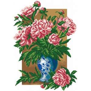 Pre-printed Aida Peonies -...