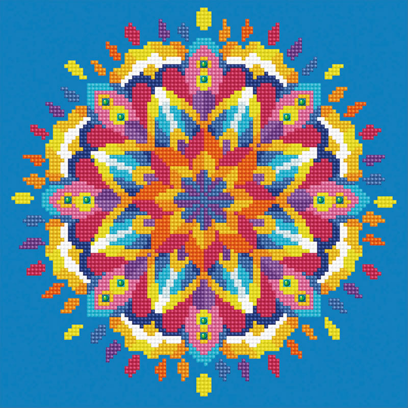 Bead Embroidery Kit on canvas Mandala happiness