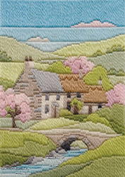 Platsteek pakket Long Stitch Seasons - Spring Cottage  - Derwentwater Designs