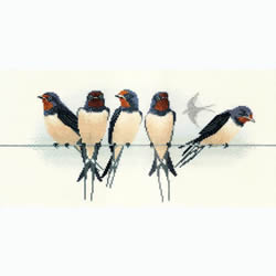 Borduurpakket Birds - Swallows - Derwentwater Designs