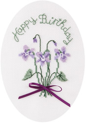 Cross stitch kit Greeting Card - Violets - Bothy Threads