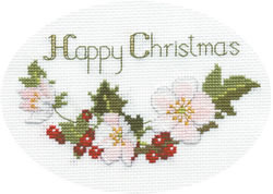 Cross stitch kit Christmas Card - Christmas Roses  - Derwentwater Designs