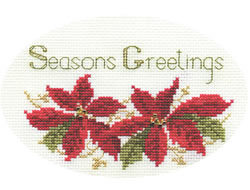 Cross stitch kit Christmas Card - Poinsettias  - Derwentwater Designs
