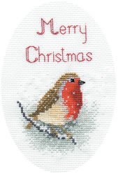 Cross stitch kit Christmas Card - Snow Robin  - Derwentwater Designs