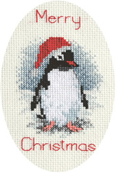 Borduurpakket Christmas Card - Penguin  - Derwentwater Designs