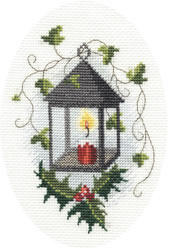 Cross stitch kit Christmas Card - Lantern  - Derwentwater Designs