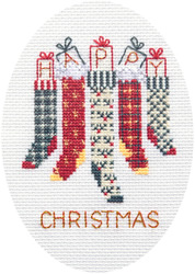 Borduurpakket Christmas Card - Christmas Stockings - Derwentwater Designs