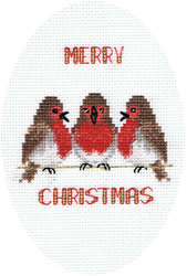 Cross stitch kit Christmas Card - Robin Trio - Bothy Threads