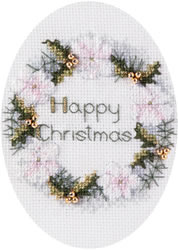 Cross stitch kit Christmas Card - Golden Wreath - Derwentwater Designs