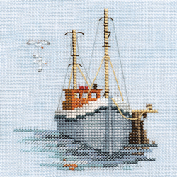 Cross stitch kit Minuets - Fishing Boat  - Derwentwater Designs