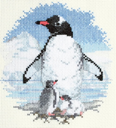 Cross stitch kit Birds - Penguins And Chicks - Derwentwater Designs