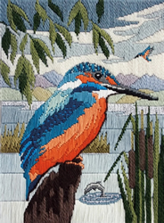 Cross stitch kit Long Stitch - Kingfisher In Silks - Derwentwater Designs
