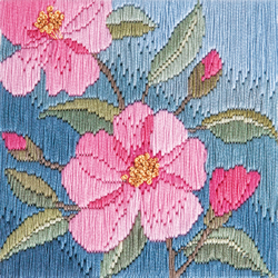 Platsteek pakket Long Stitch - Camellias - Derwentwater Designs