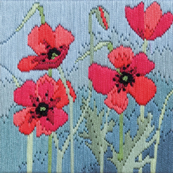 Platsteek pakket Long Stitch - Wild Poppies - Bothy Threads