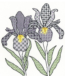 Cross stitch kit Blackwork - Irises - Bothy Threads