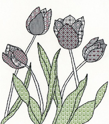 Cross stitch kit Blackwork - Tulips - Bothy Threads