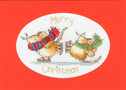 Cross stitch kit Margaret Sherry Christmas Cards - Mice On Ice - Bothy Threads