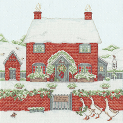 Borduurpakket Sally Swannell - Christmas Cottage - Bothy Threads