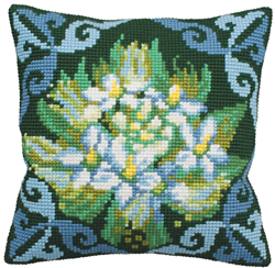 Cushion cross stitch kit Ledum Bleu - Collection d'Art