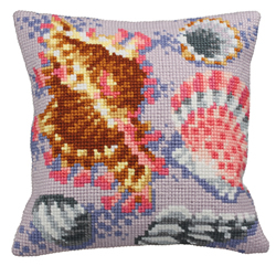 Cushion cross stitch kit Fossile Pastel Gauche - Collection d'Art