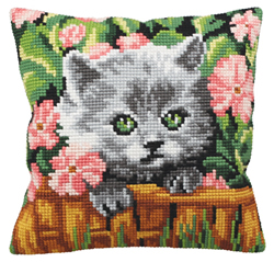 Cushion cross stitch kit Minou - Collection d'Art