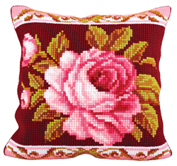 Cushion cross stitch kit Romantique Rose 2 - Collection d'Art