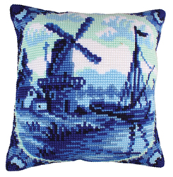 Cushion cross stitch kit Delftware - Collection d'Art