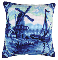 Kussen borduurpakket Delftware - Collection d'Art