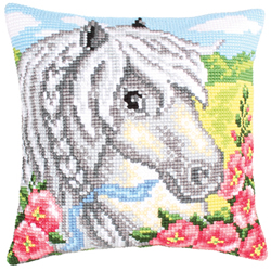 Kussen borduurpakket White Horse - Collection d'Art