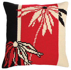Cushion cross stitch kit Red and Black - Collection d'Art
