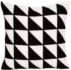 Cushion cross stitch kit Black-and-white - Collection d'Art